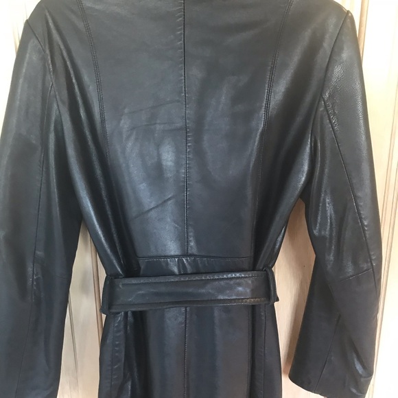 COPY - Nine West belted leather coat. Size Small. - Picture 4 of 5
